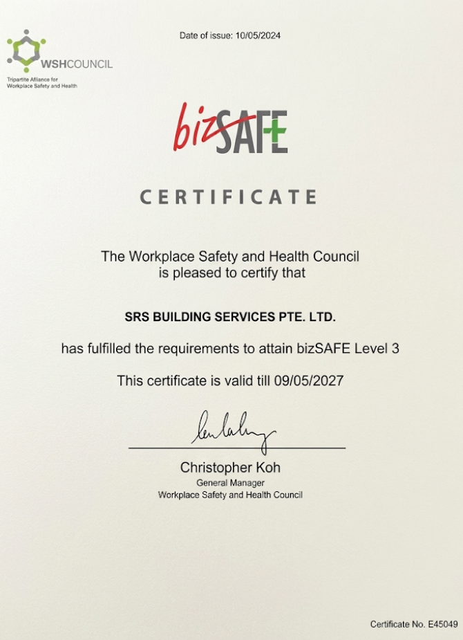 bizSAFE Level 3 Certificate